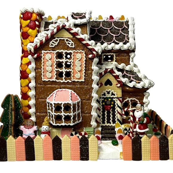 Traditions 433439 Vintage Large Lighted Gingerbread House with Santa - Picture 1 of 16